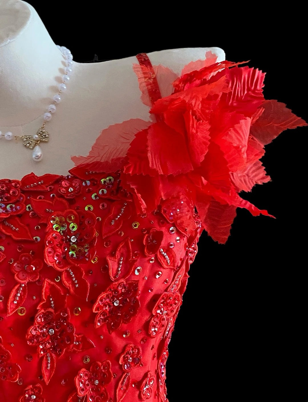 Princess Ball Gown Spaghetti Straps Red Long Lace Sweet 16 Dresses Seventeen Quince Dress RB4015