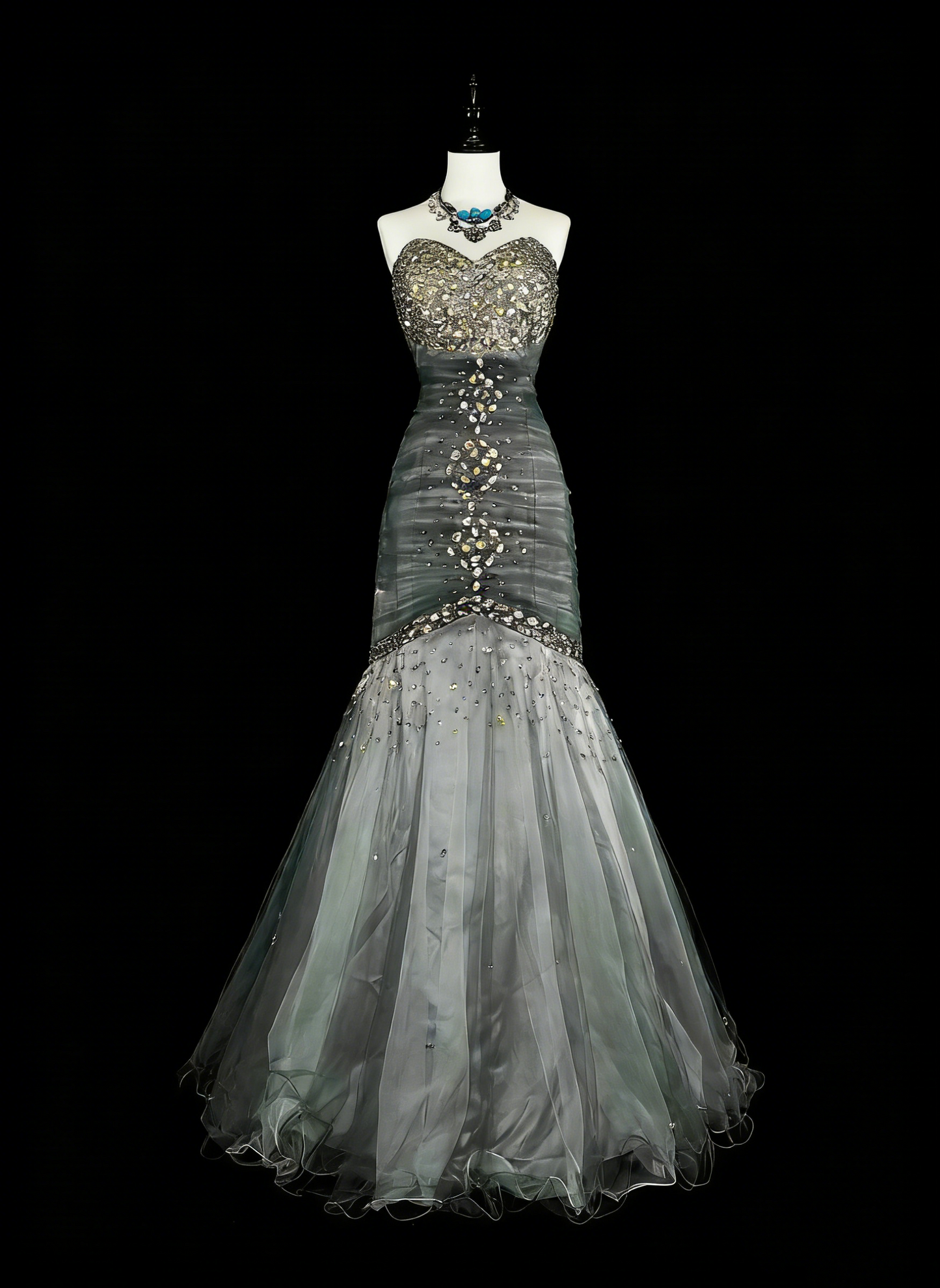 Vintage Prom Dresses Aesthetic 1950s Retro Mermaid Sweetheart Grey Long Party Dress N2022