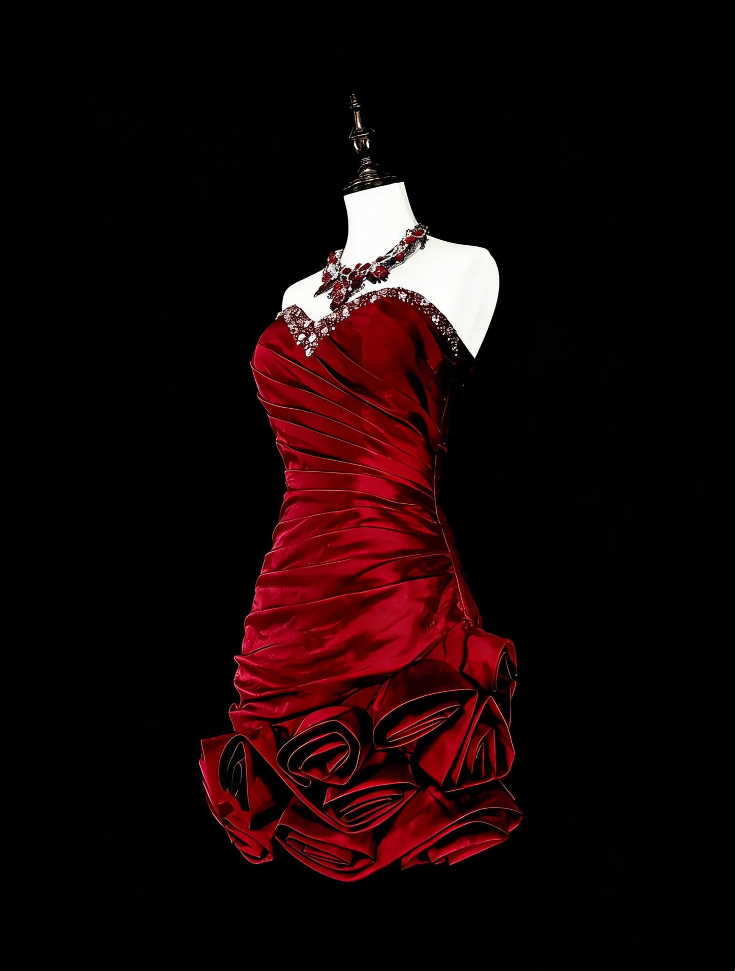 Cute Sheath Strapless Burgundy Satin Short Mini Homecoming Dresses N2380