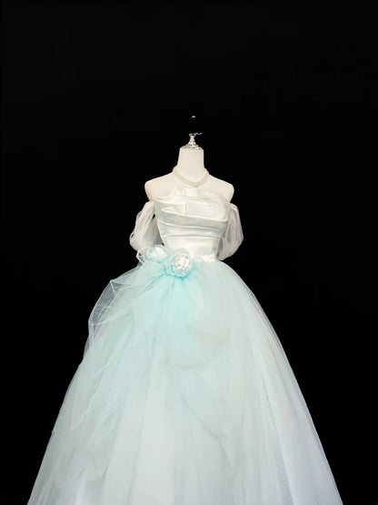 White Sweet 16 Dresses Long Ball Gown Off Shoulder Tulle Formal Sweet Sixteen Birthday Gown RC0236