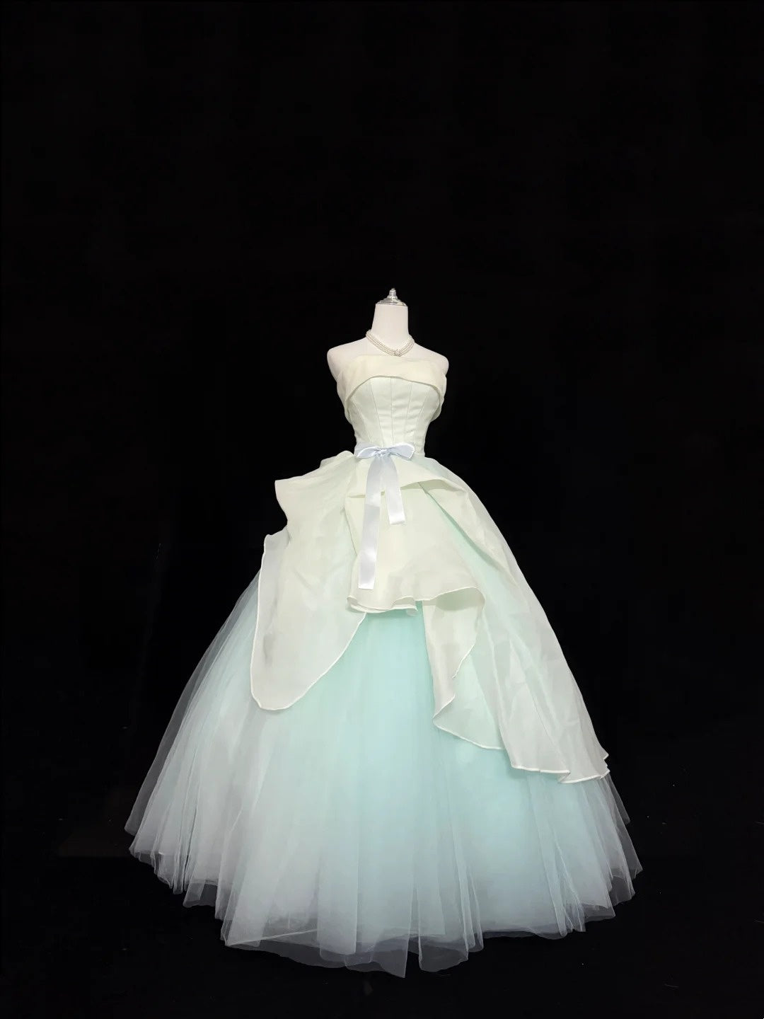 Sweet 15 Quinceanera Dress Ball Gown Strapless Blue With Tiered Long 15th Birthday Gown RC0274