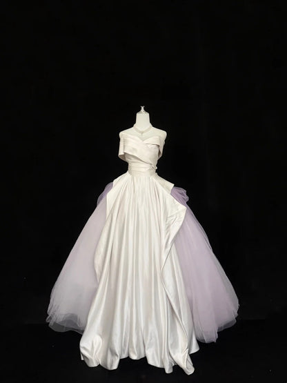 Sweet 16 Dresses Long Ball Gown Off Shoulder With Sleeves Lilac Tulle Sweet Sixteen Birthday Gown RC0363