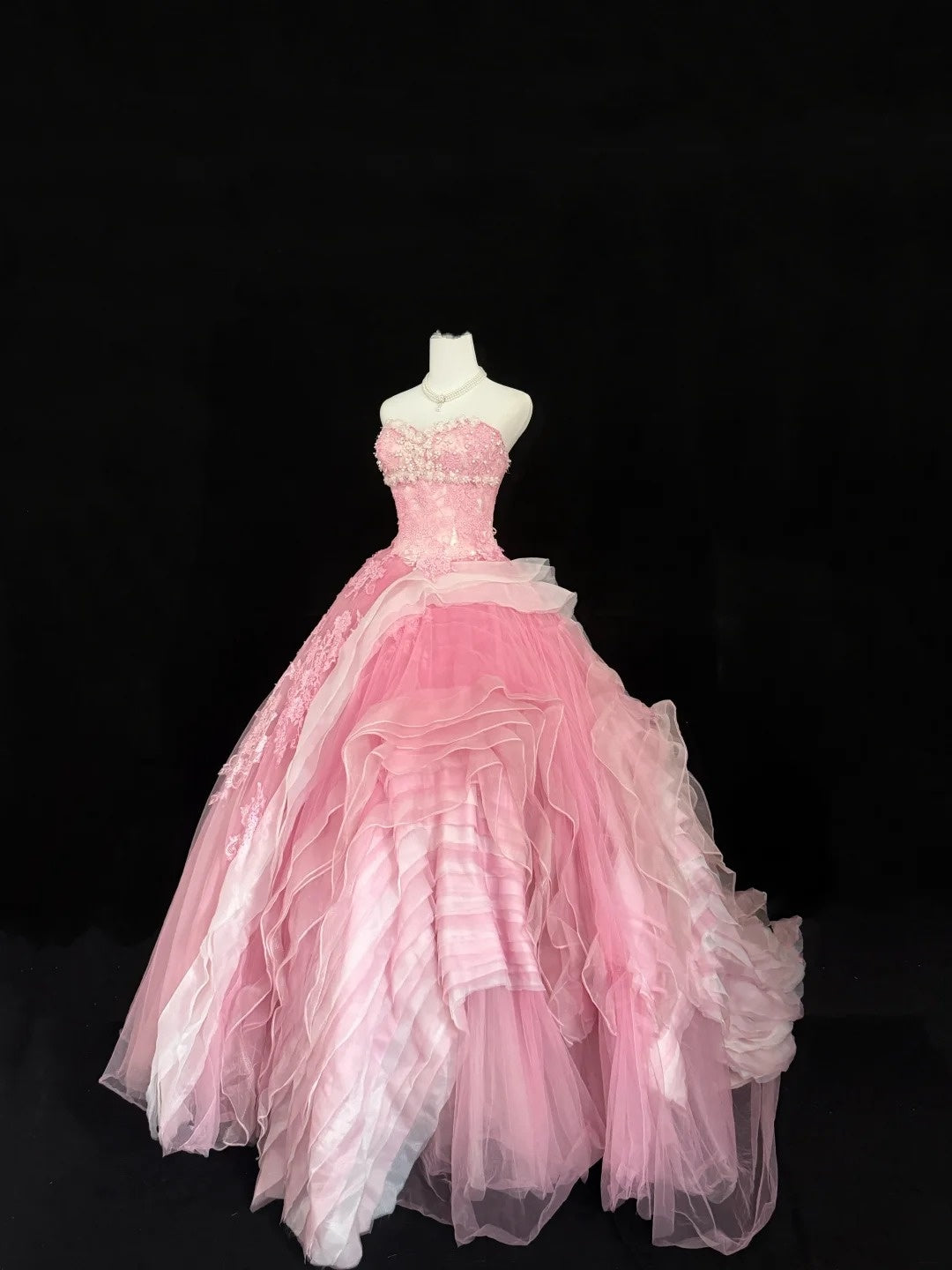 Sweet 15 Quinceanera Dress Ball Gown Sweetheart Pink With Lace Appliques Tulle 15th Birthday Gown RC0254