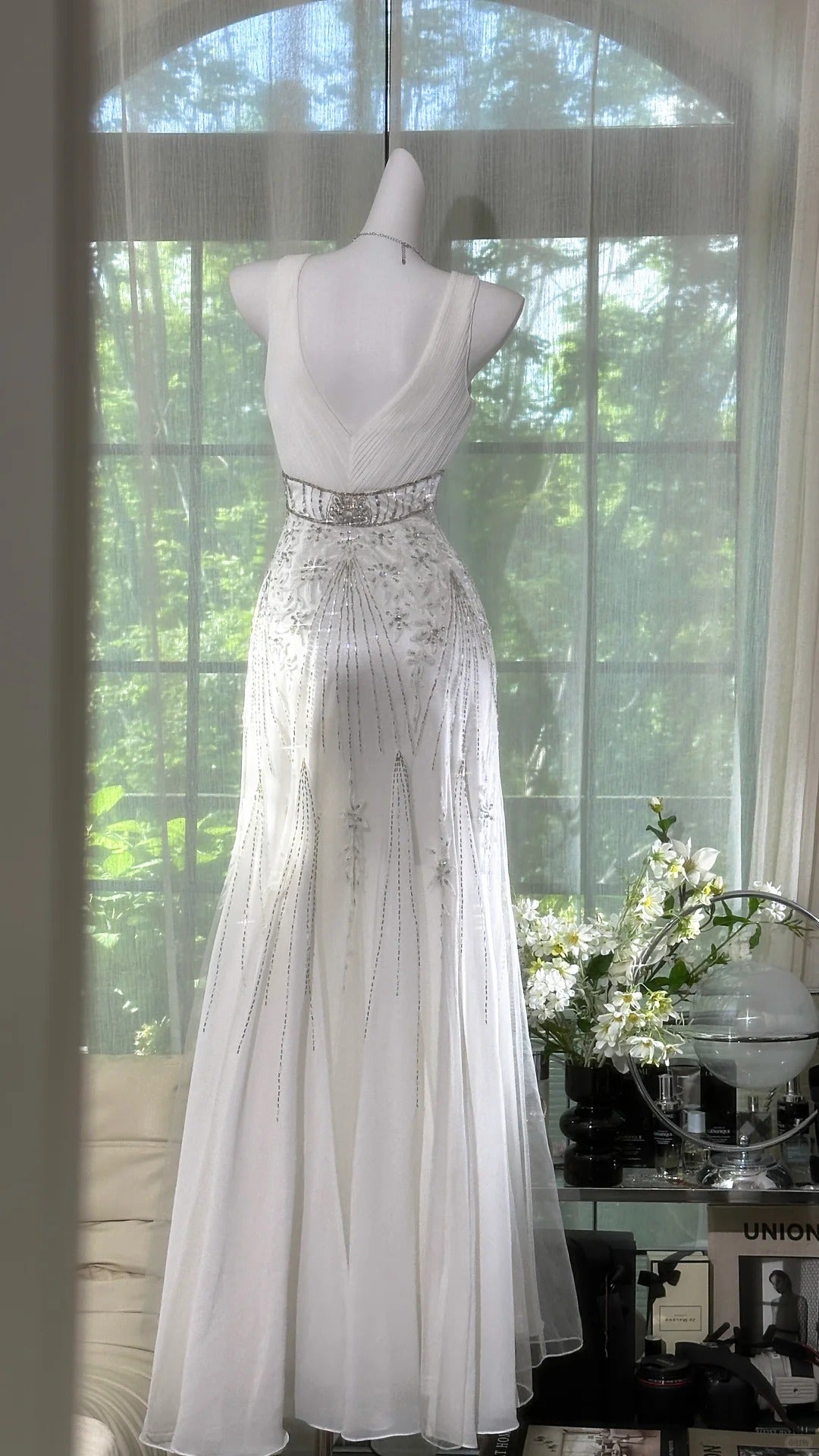 Charming Prom Dresses Mermaid Spaghetti Strap White Chiffon Floor Length Evening Outfits N3579