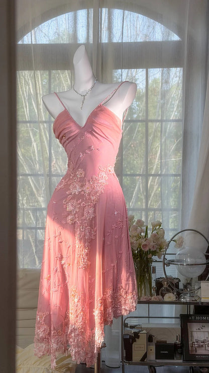 Elegant Prom Dresses Mermaid Spaghetti Strap Pink Chiffon Knee Length Formal Evening Outfits N3524