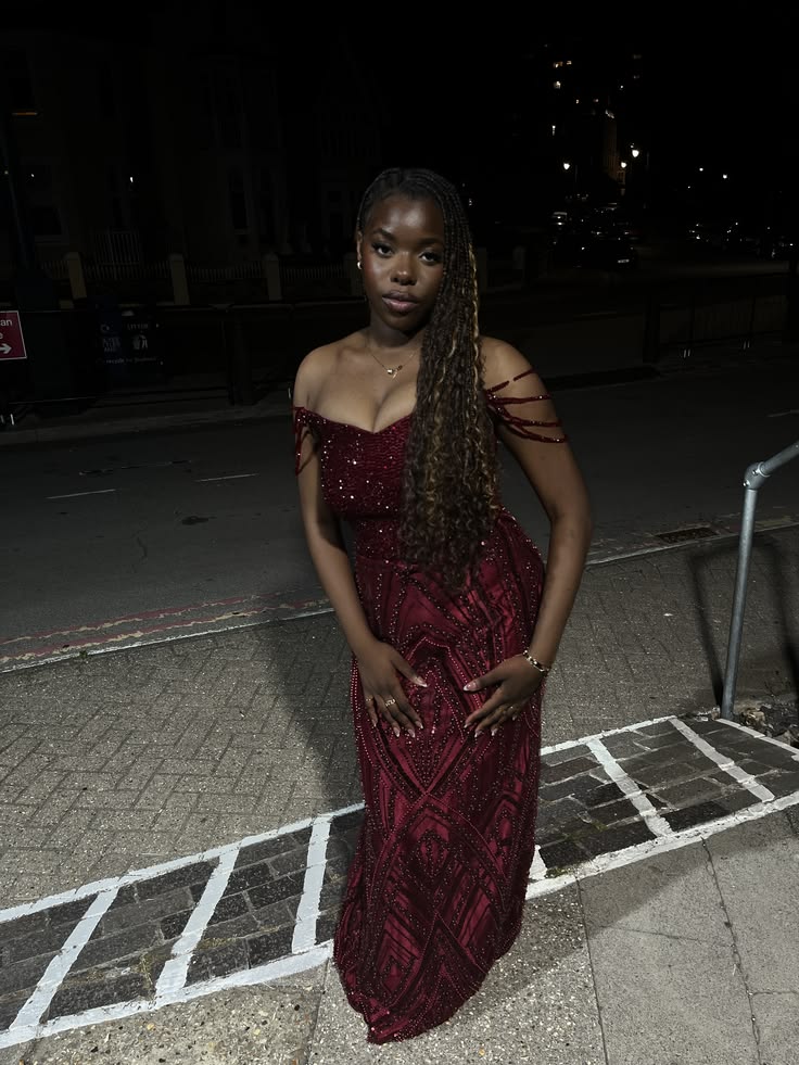 Red Beaded Prom Dress Mermaid Burgundy Grad Formal Gown Long Graduation Outfits For Black Women RB9529