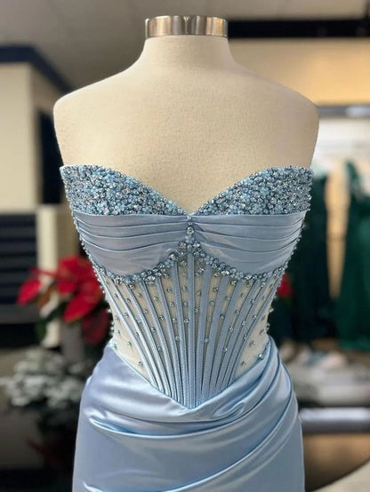 Modest Mermaid Sweetheart Pink Split Prom Dresses Inspo For Teens Formal Dress Party Outfits Prom Gowns AB064