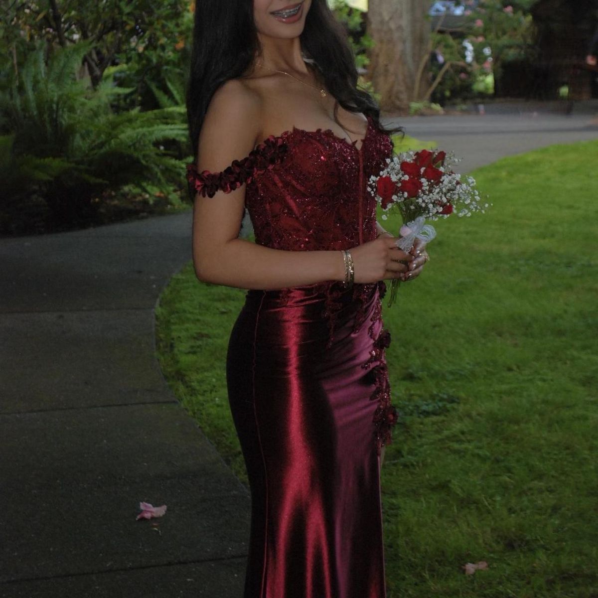 Unique Mermaid Off The Shoulder Burgundy Wine Dark Red Lace For Teens Long Evening Dresses Prom Dress AB604