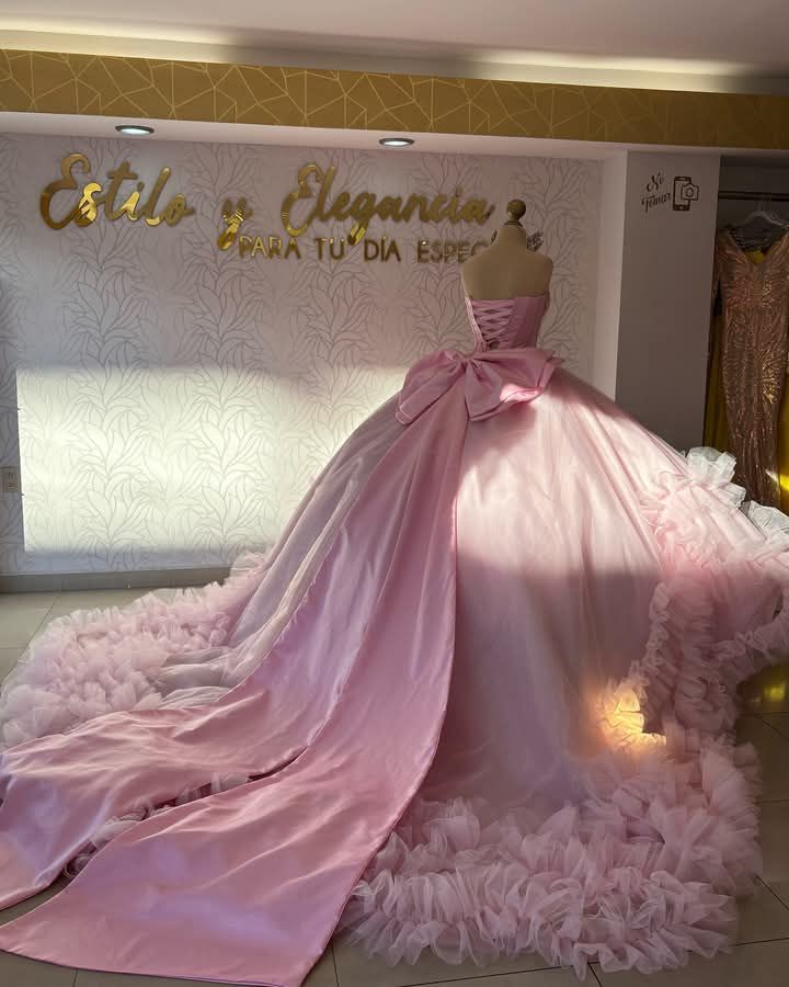 Pink Ball Gown | Luxury Princess Wedding Dress Inspiration Quince Dress Quinceanera Dresses Birthday Outfits RB8221