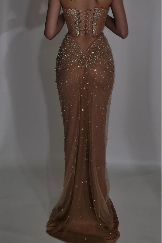 Luxurious Mermaid Crystal Beaded Embroidered Corset Prom Dress 20th Birthday Outfits N876