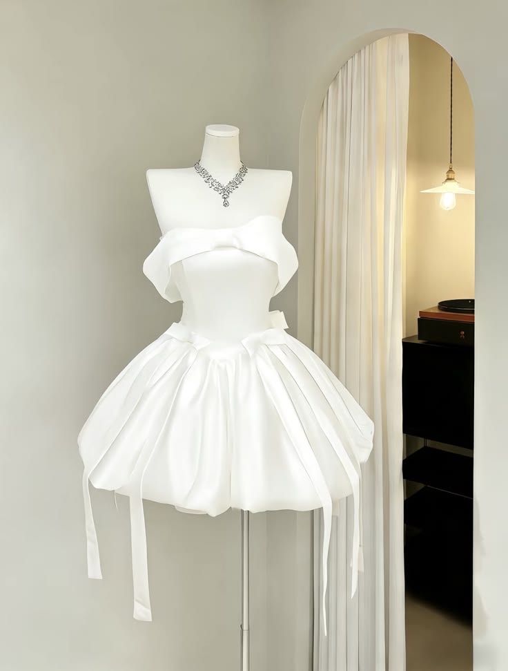 Cute Ball Gown Off The Shoulder White Satin For Teens Girls Mini Senior Inspo Short Birthday Outfits Homecoming Dress RB3033