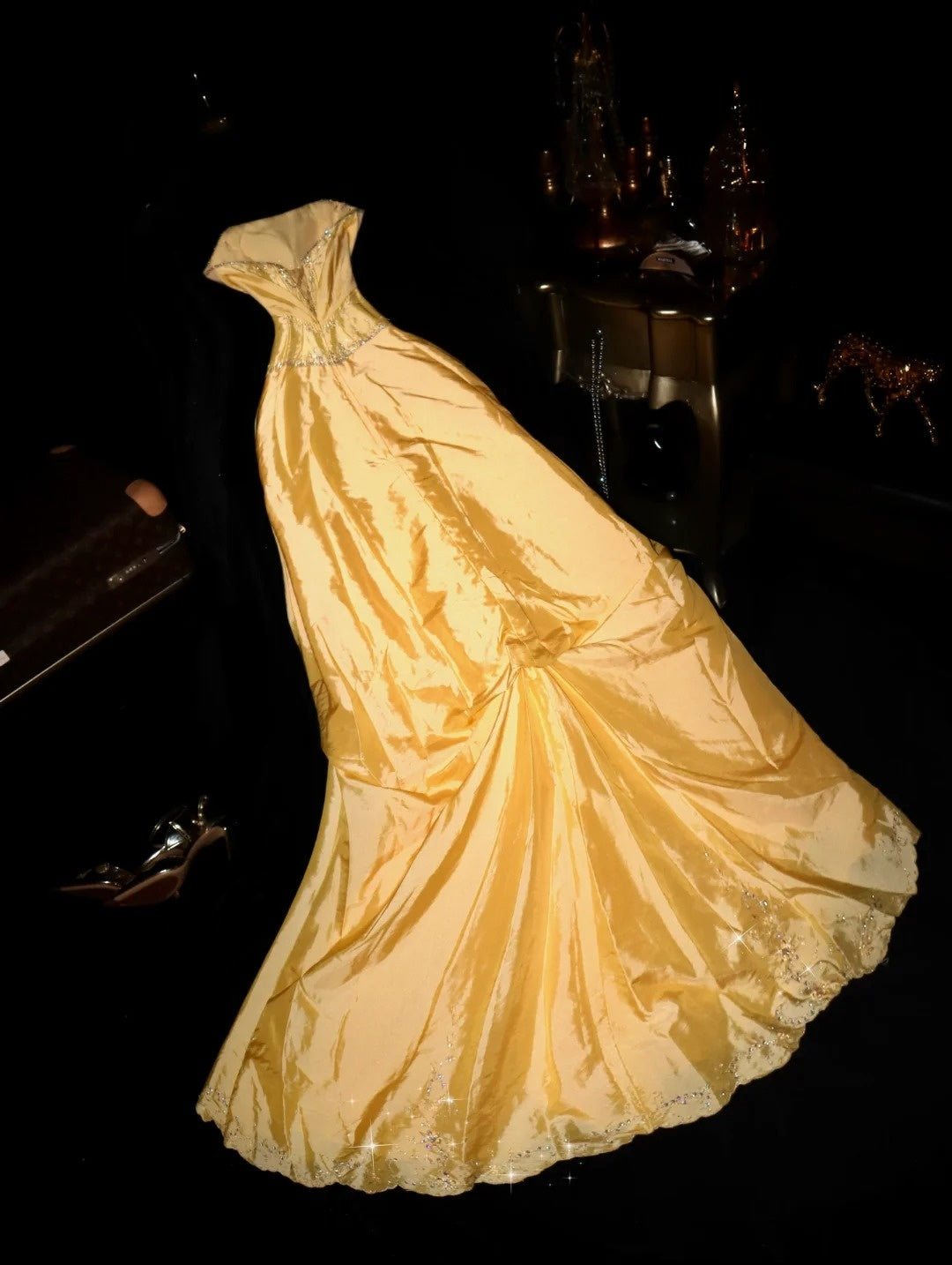 Glamorous Ball Gown Sweetheart Yellow Taffeta School Dances With Beading Prom Dresses 8th Grade Formal Outfits Evening Dress RB8406