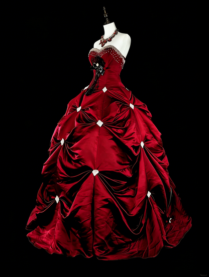 Vintage Ball Gown Sweetheart Burgundy Tiered Layers Sweet 16 Dresses Quinceanera Dress Long 15 Vestidos De Fiesta N1827