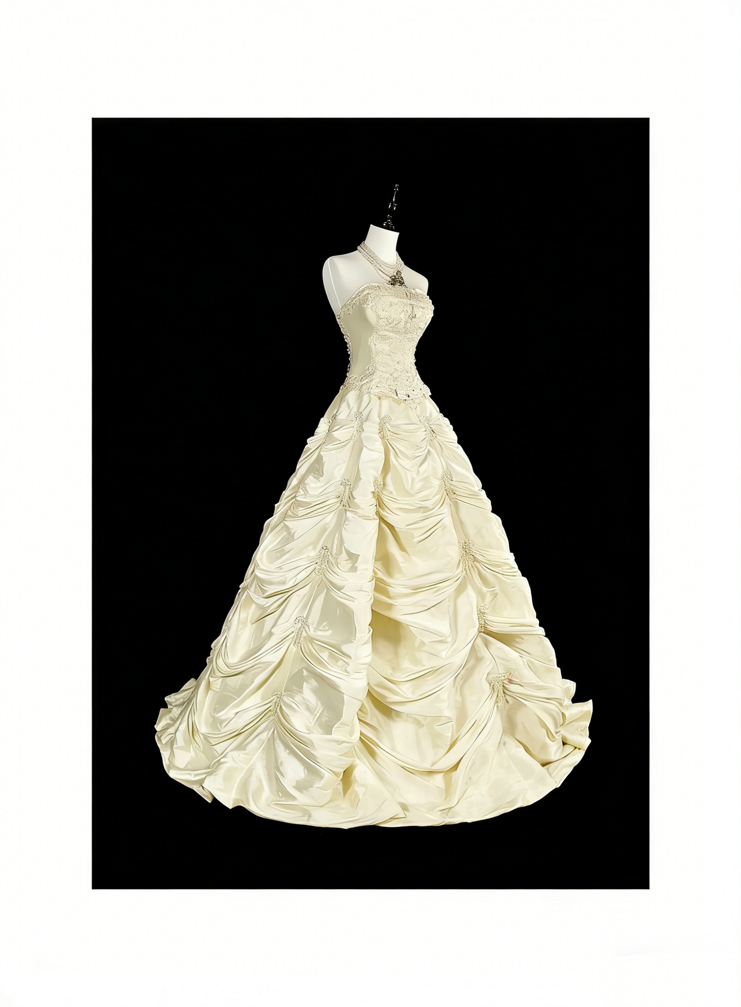 Vintage 80s Wedding Dresses Ball Gown Strapless Taffeta Long Brides Dress Fitted Bridal Gown N1465