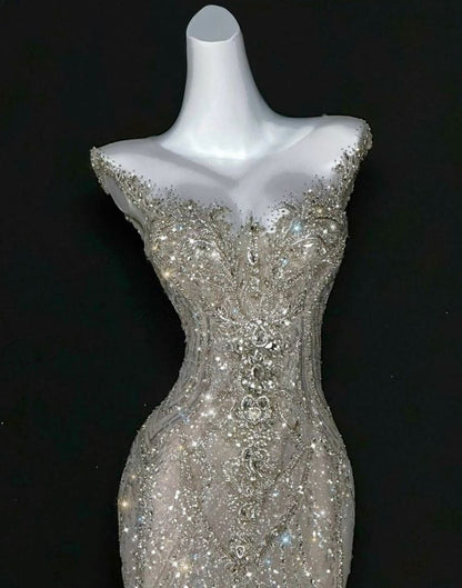 Classy Prom Dresses Mermaid Beautiful Sparkle Red Carpet Evening Gown Long Formal Dress N4042