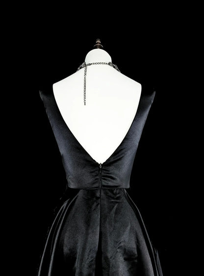 Vintage Prom Dresses Aesthetic A line Scoop Black Tulle With Appliques Long Formal Dress N2158