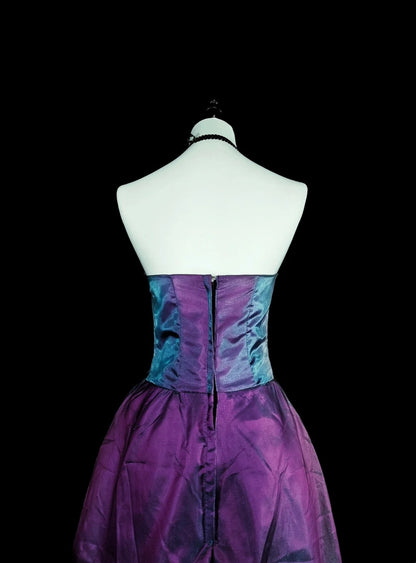 Vintage Prom Dresses Aesthetic 1950s Retro Ball Gown Strapless Grape Long With Ruffles N2007