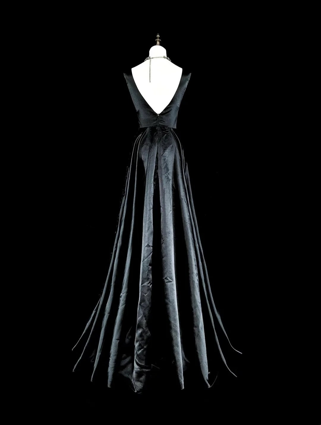 Vintage Prom Dresses Aesthetic A line Scoop Black Tulle With Appliques Long Formal Dress N2158