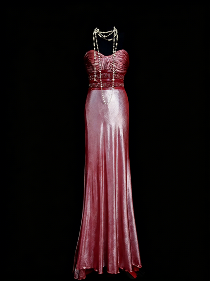 Classy Mermaid Sweetheart Pink Satin Long Senior Prom dresses High School Formal Dresses N1247