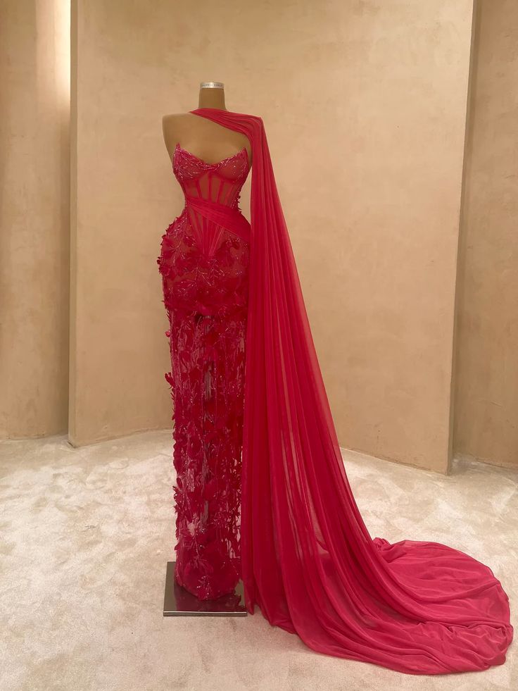 Classy Elegant Mermaid Sweetheart Marine Ball Dresses Long Dinner Formal Gowns Hot Pink Lace With Leg Slit Prom Dresses Evening Outfit AB764