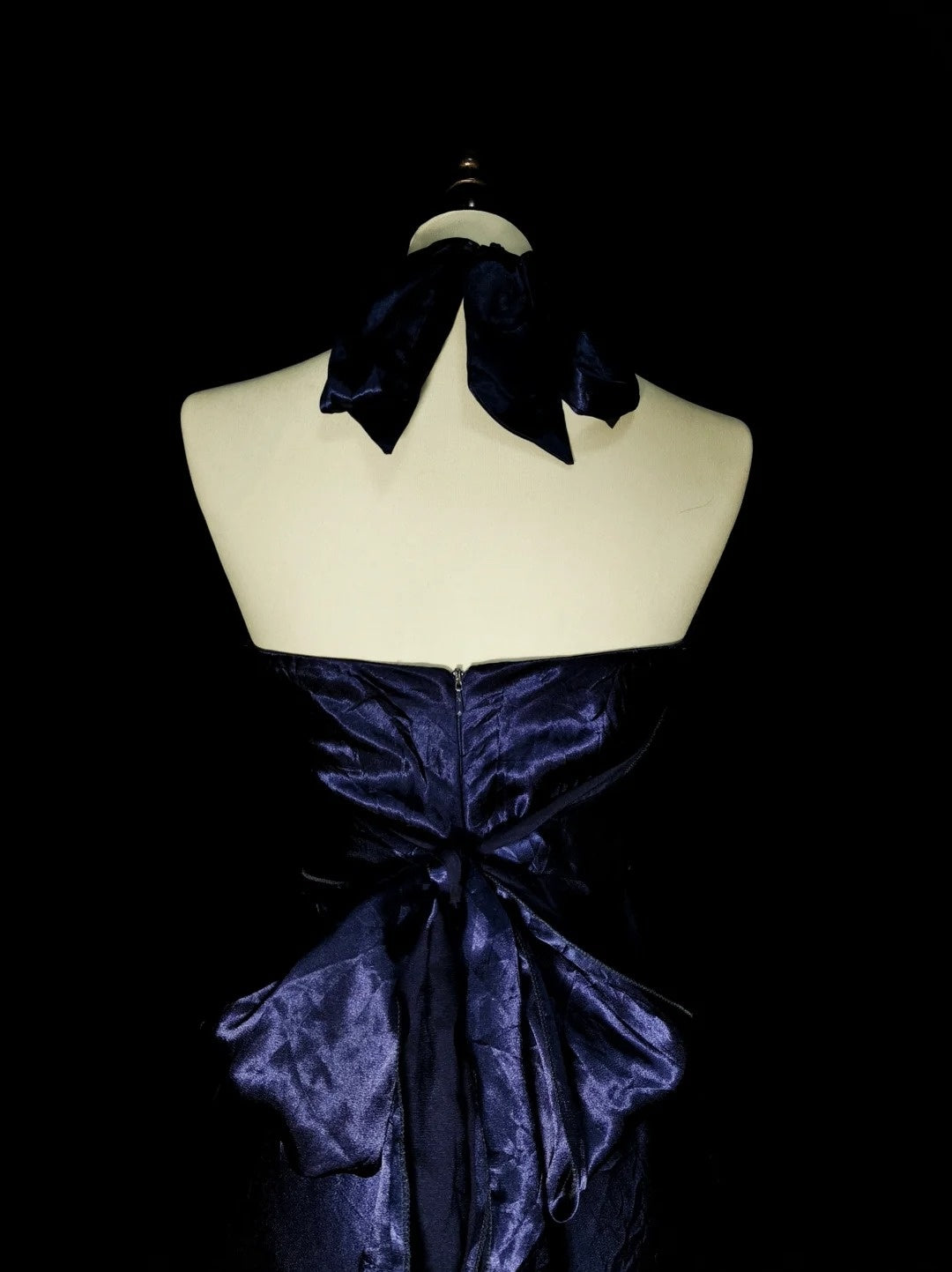 Vintage Mermaid Halter Navy Blue With Beaded Long Summer Black Tie Prom Dresses Spring Formal Party Dress N1421