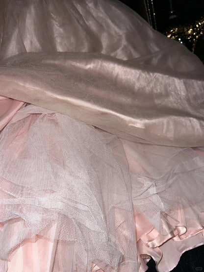 Dreamy Ball Gown Sweetheart Tulle Pink With Beading School Dances Prom Dresses 8th Grade Formal Outfits Evening Dress RB8409
