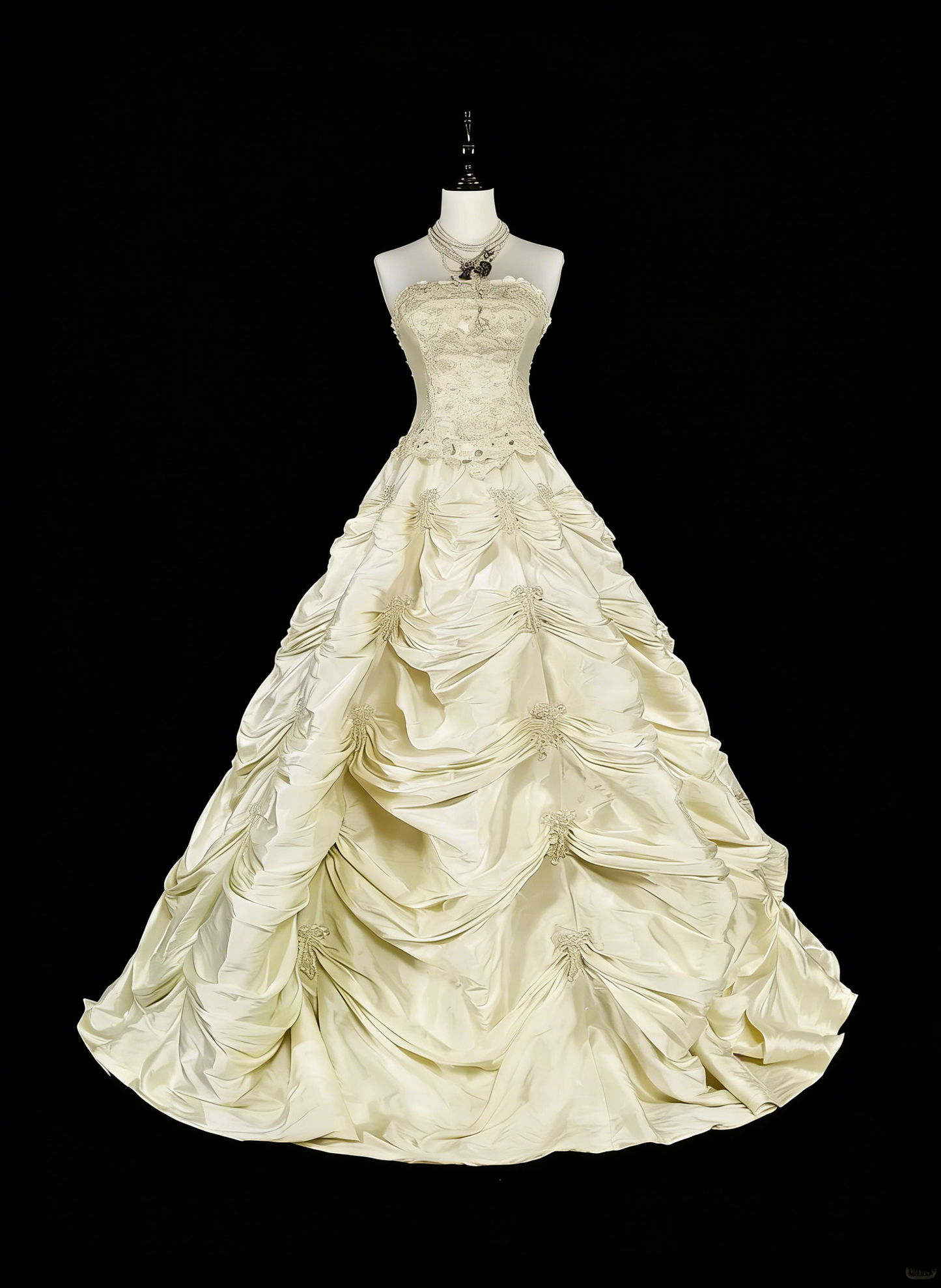Vintage 80s Wedding Dresses Ball Gown Strapless Taffeta Long Brides Dress Fitted Bridal Gown N1465
