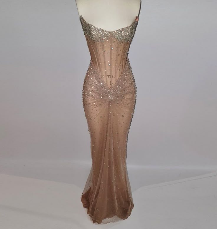 Luxurious Mermaid Crystal Beaded Embroidered Corset Prom Dress 20th Birthday Outfits N876