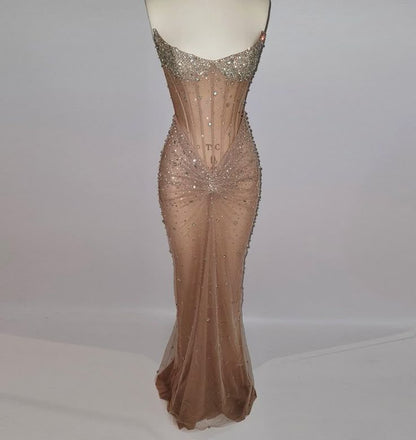 Luxurious Mermaid Crystal Beaded Embroidered Corset Prom Dress 20th Birthday Outfits N876