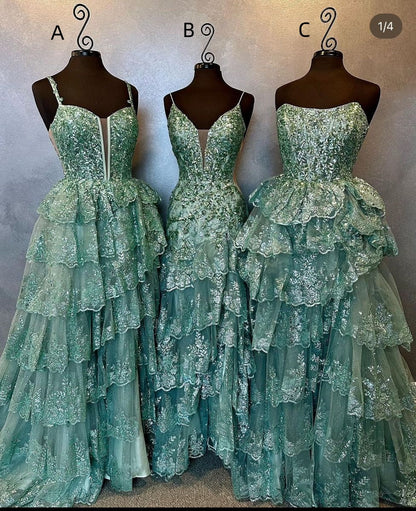 Modest Ball Gown Strapless Light Green Lace Sleeveless Classy Prom Dresses Inspiration Party Dress Princess Graduation Dress B648
