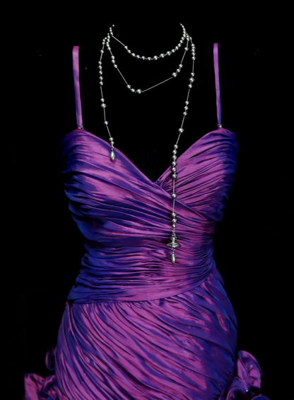 Dress for Women Summer New Vintage Retro Style Mermaid Grape Satin Homecoming Dresses N2234