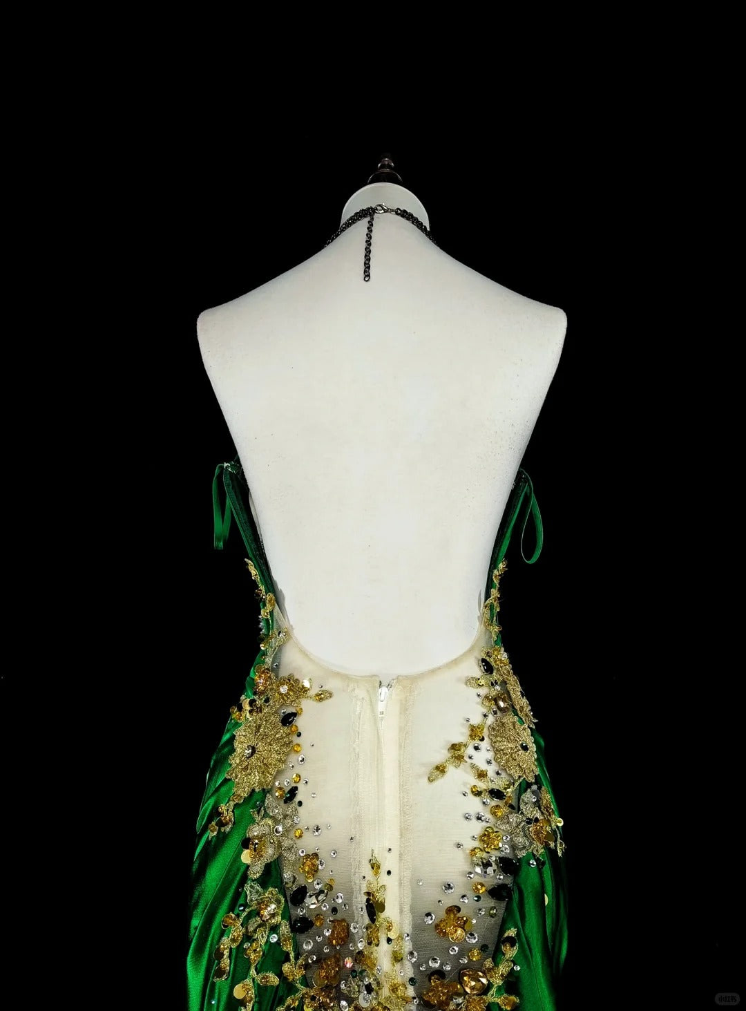Vintage Mermaid Spaghetti Straps Green Satin Backless Long Gowns Formal 18th Birthday Party Prom Dresses N1750
