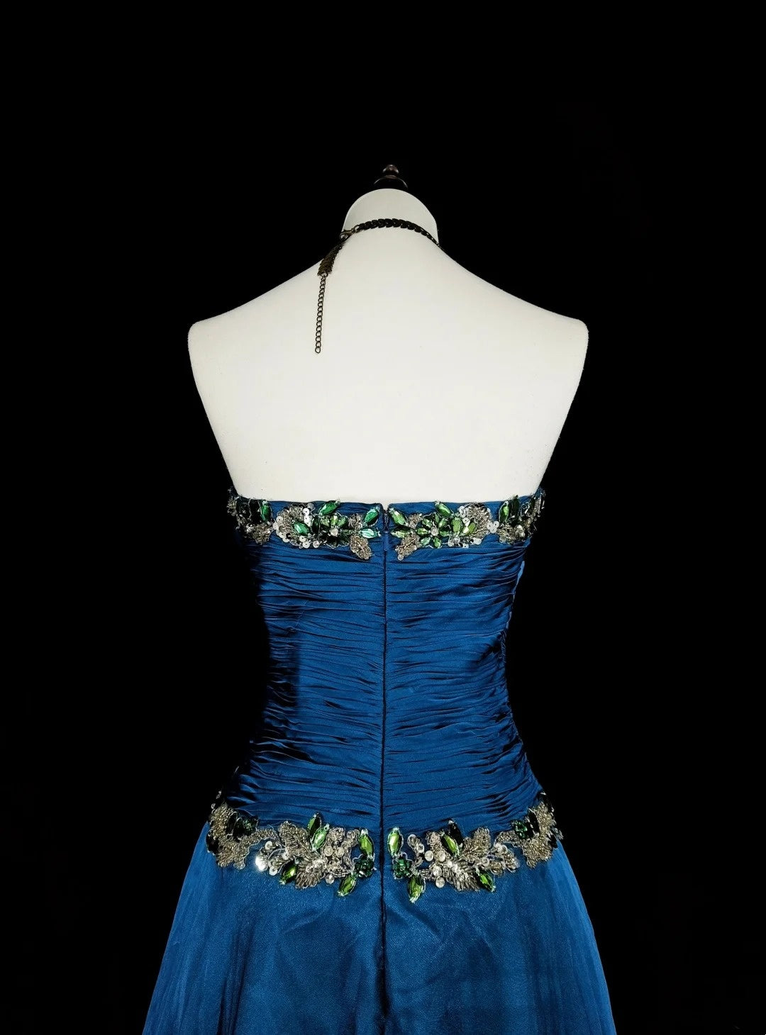 Vintage A Line Sweethart Blue Chiffon Long Prom Gown Party Wear Fashion Dresses N1824