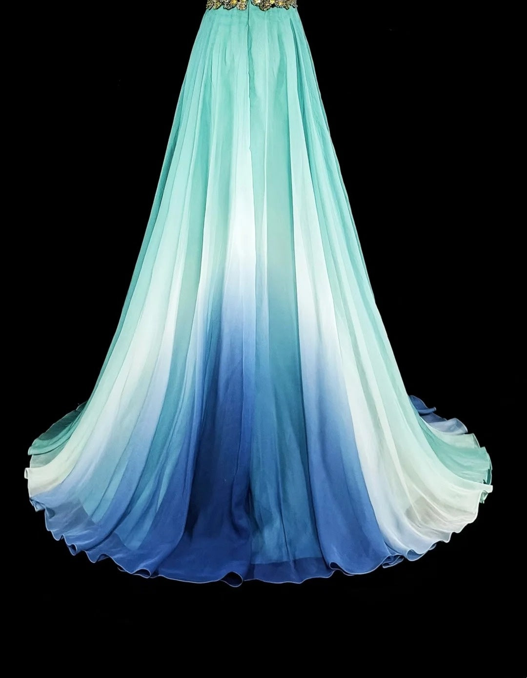 Vintage Prom Dresses Aesthetic 1950s Retro Classy Ombre Blue A Line Long With Beads N2006