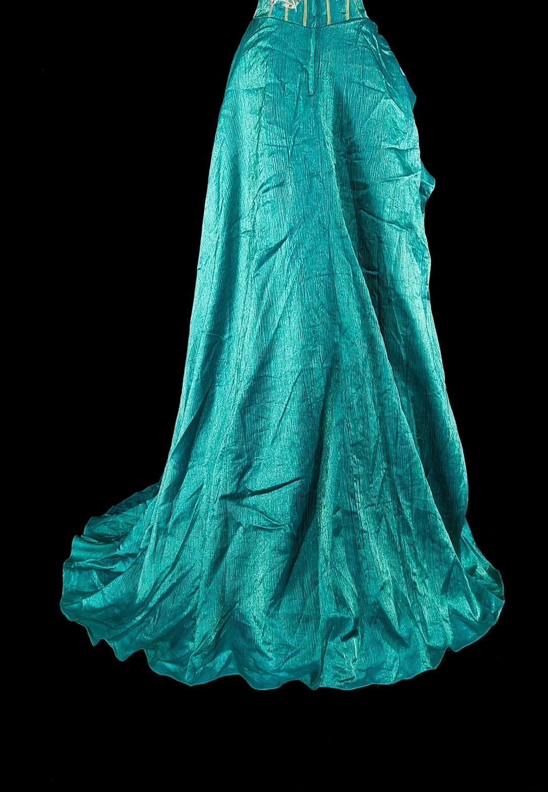 Vintage A line Strapless Blue 70s Satin With Appliques Long Prom Gown Party Wear Fashion Dresses N1830