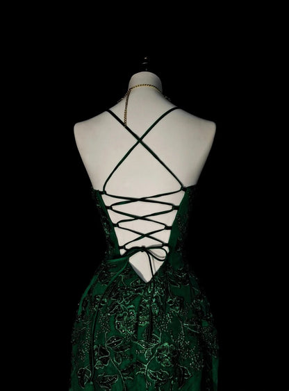 Vintage Mermaid Halter Dark Green 90s With Lace Beaded Long Summer Prom Dresses Senior High Schools Formal Party Dress N1425