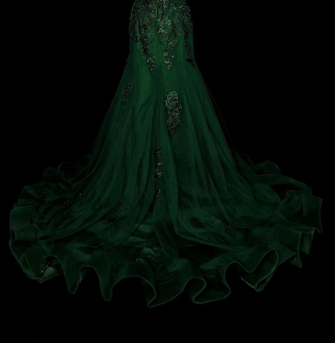 Vintage Mermaid Halter Dark Green 90s With Lace Beaded Long Summer Prom Dresses Senior High Schools Formal Party Dress N1425