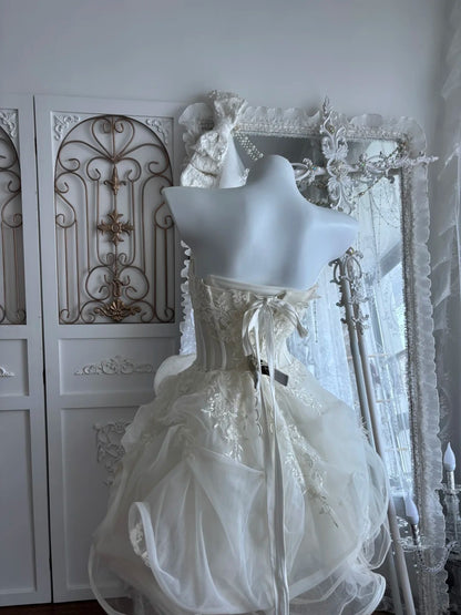 Modest Hoco Dress Homecoming Dresses Ball Gown Off The Shoulder White 16th Birthday Party Outfits RB6387