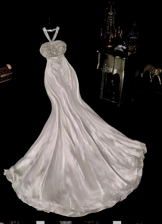 Glamorous Mermaid Halter School Dances With Beading Prom Dresses 8th Grade Formal Outfits Evening Dress RB8411