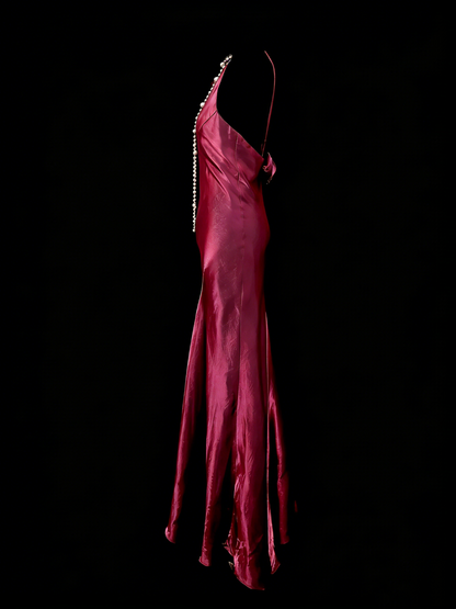 Modest Night Aesthetic Sheath Scoop Neck Burgundy Satin College Formal Outfit Long Prom Graduation Dresses For Teens N1152