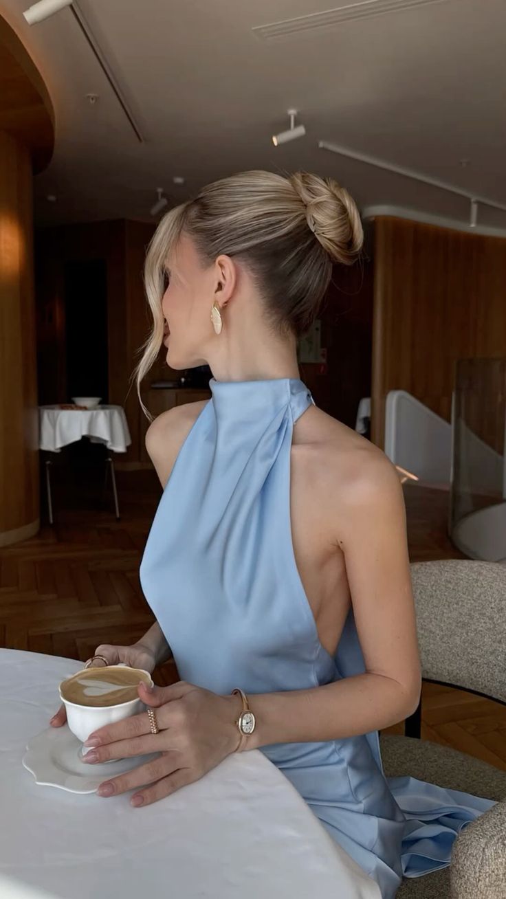 Sexy Mermaid High Neck Blue Backless Long Evening Summer Beach Black Tie Formal Dresses Wedding Guest Dress N1409