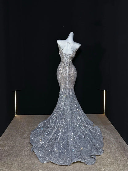 Classy Prom Dresses Mermaid Beautiful Sparkle Red Carpet Evening Gown Long Formal Dress N4042