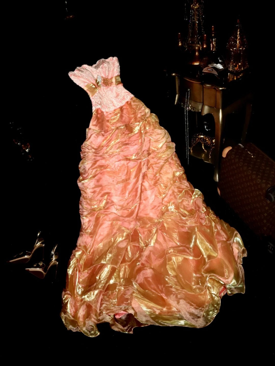 Dreamy Ball Gown Strapless Organza Pink With Beading School Dances Prom Dresses 8th Grade Formal Outfits Evening Dress RB8412