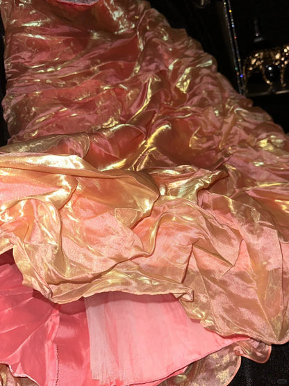 Dreamy Ball Gown Strapless Organza Pink With Beading School Dances Prom Dresses 8th Grade Formal Outfits Evening Dress RB8412