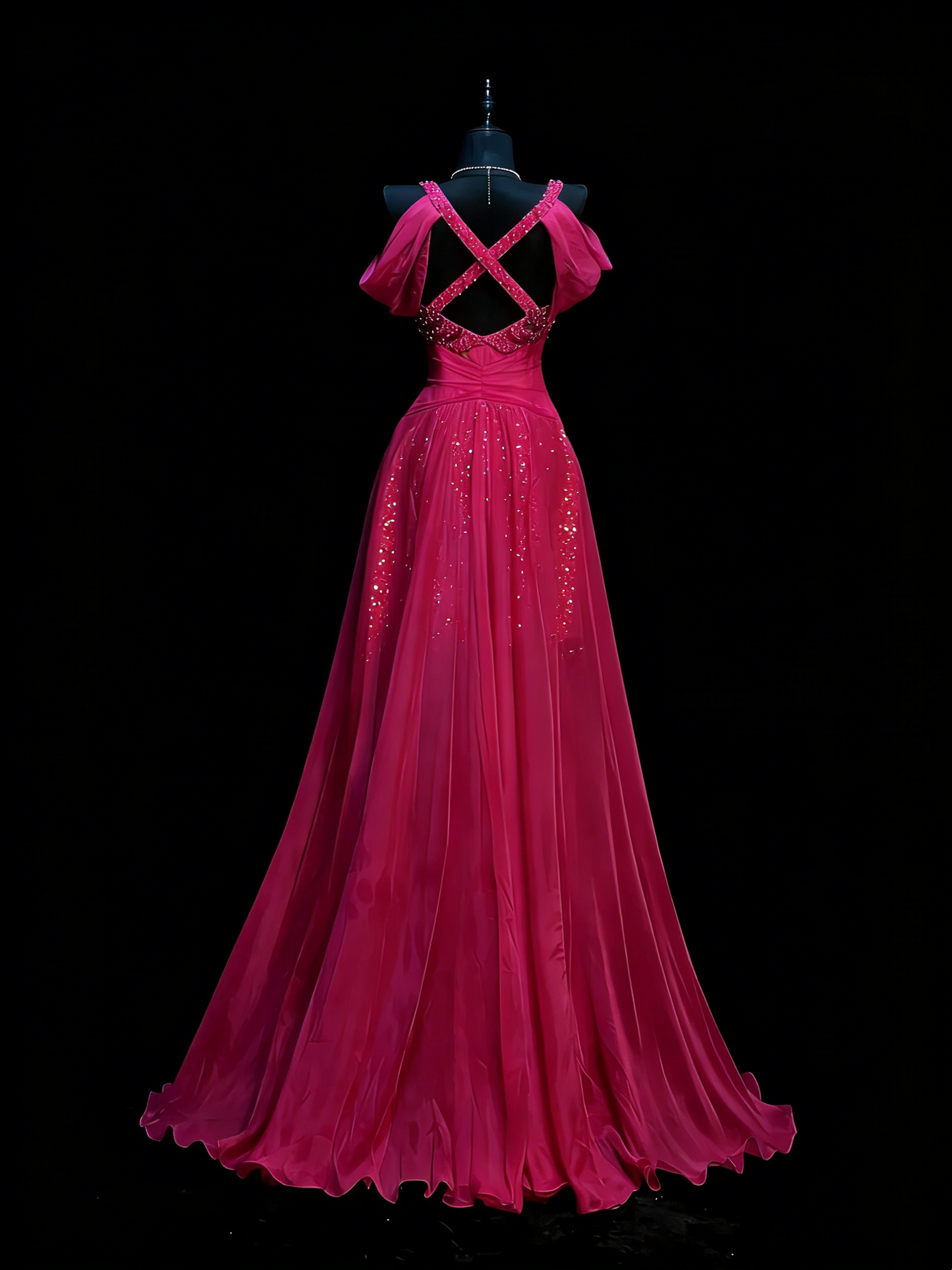 Modest Mermaid Sweetheart Hot Pink Chiffon With Beaded Bodice College Formal Outfit Long Prom Graduation Dresses For Teens N1190