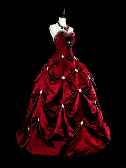 Vintage Ball Gown Sweetheart Burgundy Tiered Layers Sweet 16 Dresses Quinceanera Dress Long 15 Vestidos De Fiesta N1827