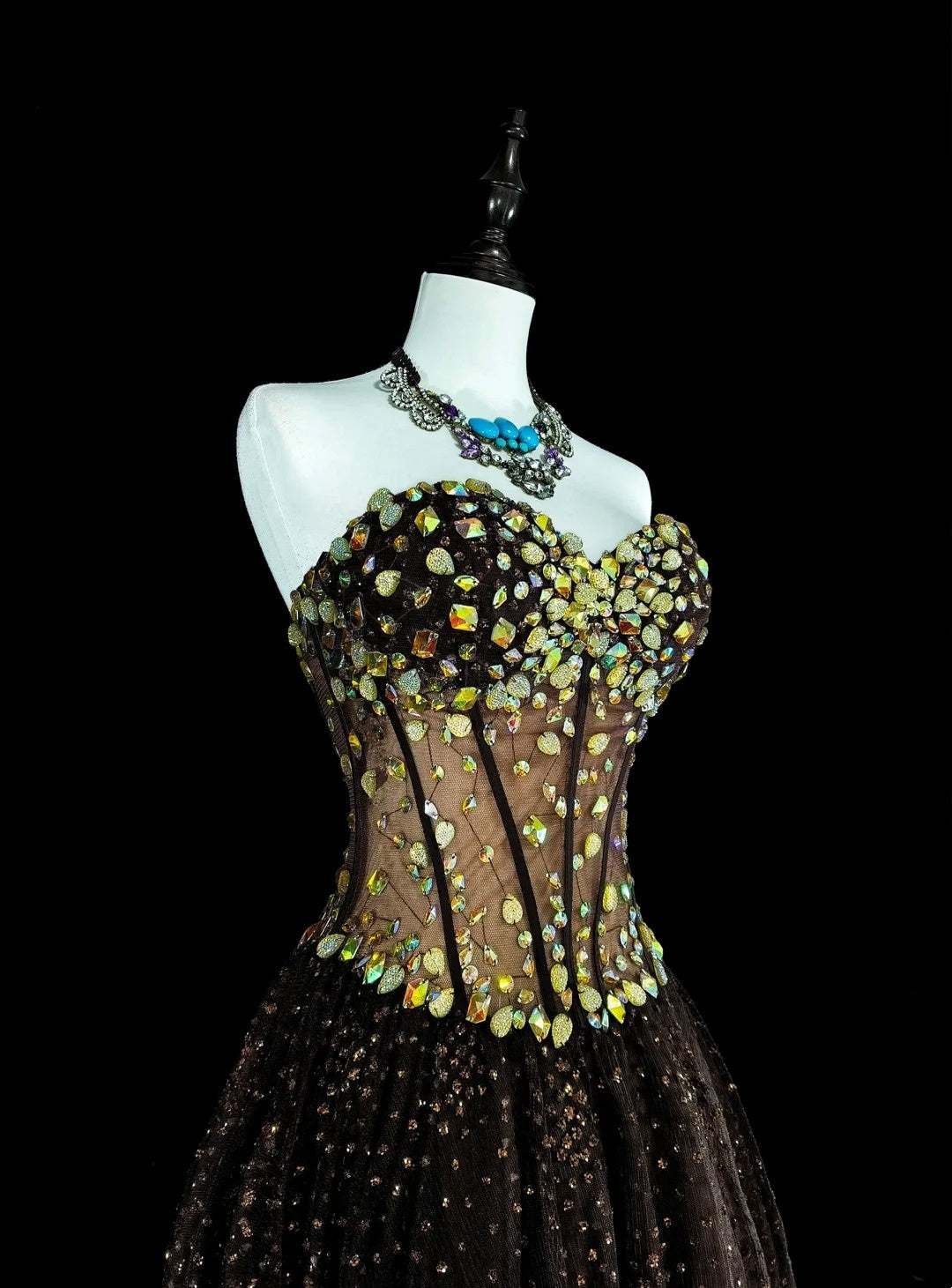 Vintage Prom Dresses Aesthetic 1970s Retro Ball Gown Strapless Black Tulle Long Formal Dress N2153