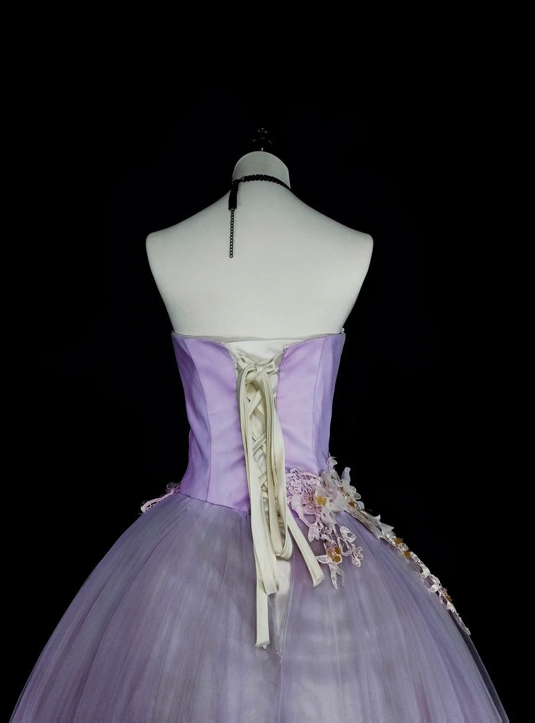 Vintage Prom Dresses Ball Gown Strapless Lilac With 3D Appliques 2000s Long Party Dress N2380
