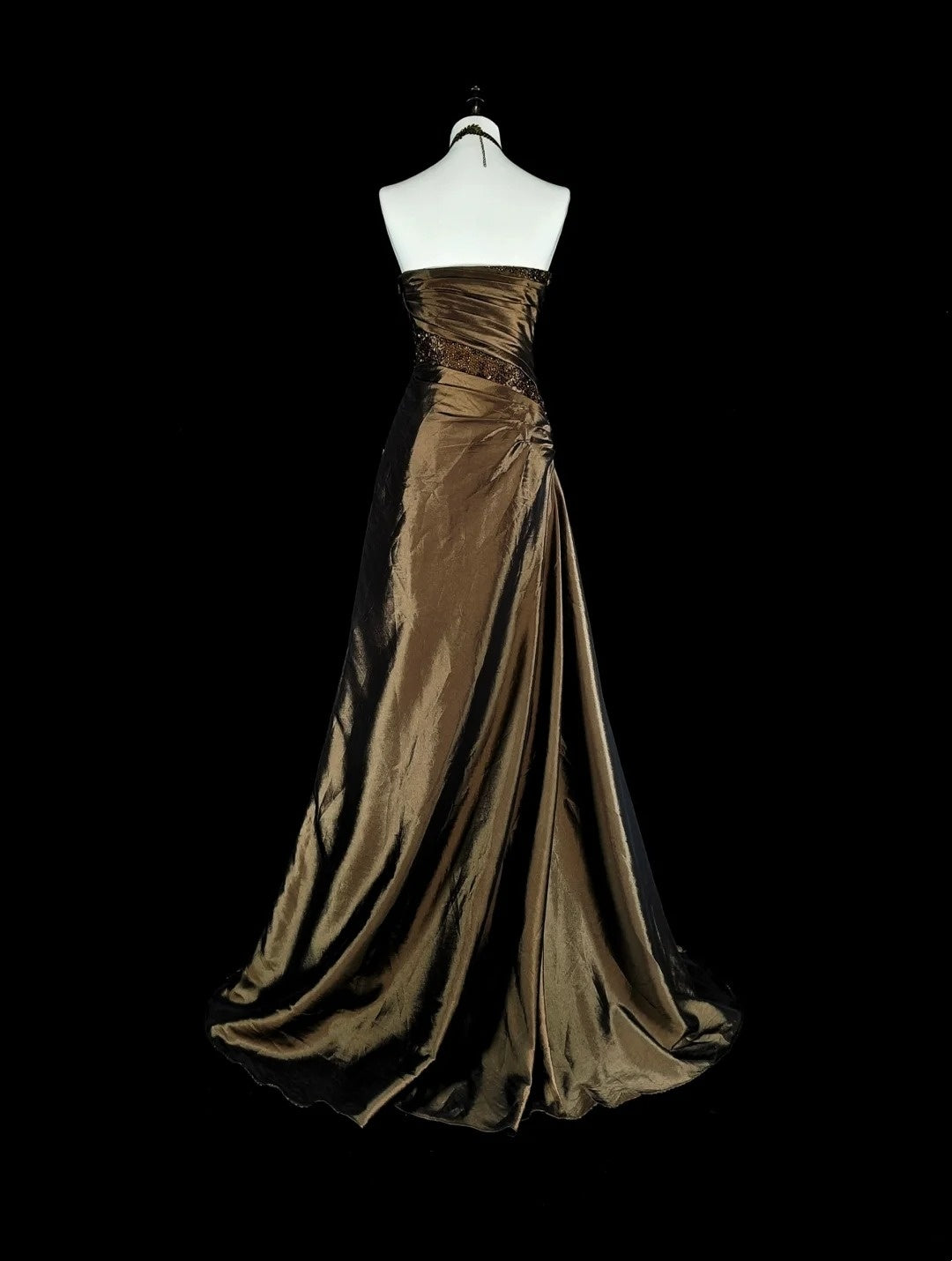 Vintage Prom Dresses Aesthetic 1950s Retro Mermaid Strapless Brown Long With Beadings N2009