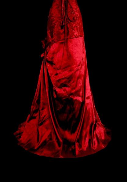 Vintage Prom Dresses Mermaid Sweetheart Burgudy Satin With Beads Folds Long Formal Dress N2385